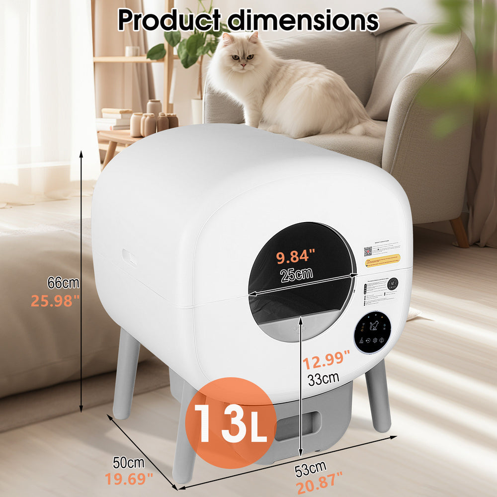 Automatic Smart Cat Litter Box, Large Capacity Self-Cleaning Litter Box with Infrared/Gravity/Ambient Light Function(Model B)