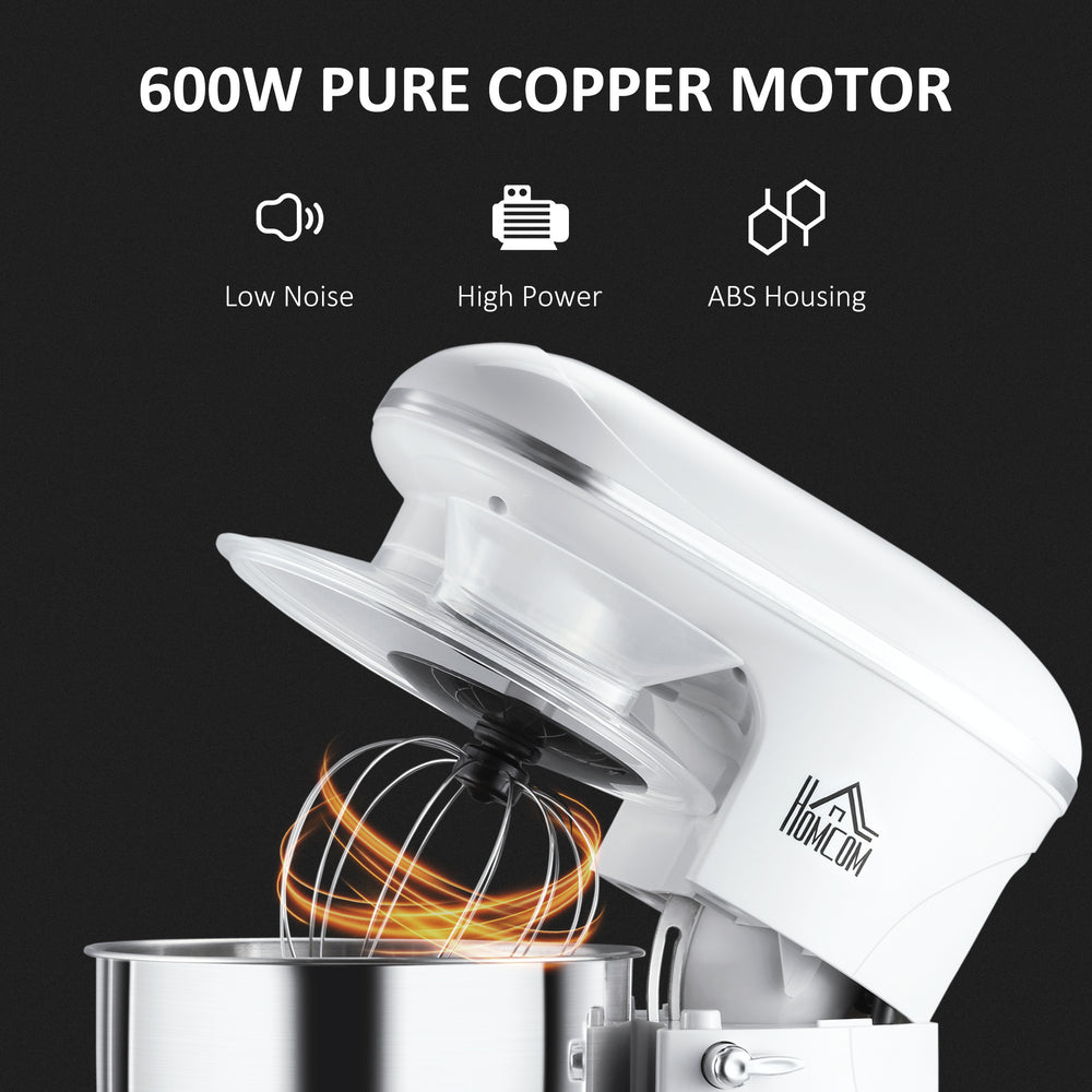 Stand Mixer with 6+1P Speed, 600W Tilt Head Kitchen Electric Mixer with 6 Qt Stainless Steel Mixing Bowl, Beater, Dough Hook, White