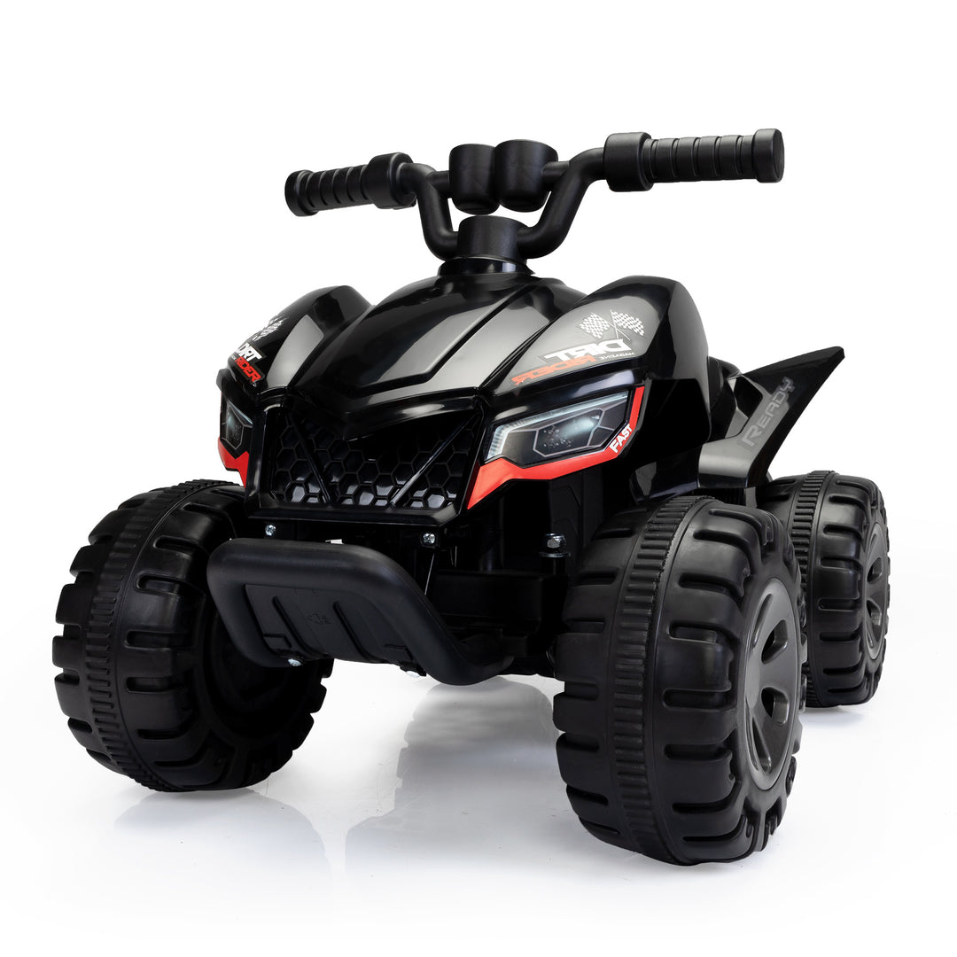 Kids Ride-on ATV, 6V Battery Powered Electric Quad Car with Music, LED Lights and Spray Device, 4 Wheeled Ride-on Toy for Toddlers Age 3-5, Black