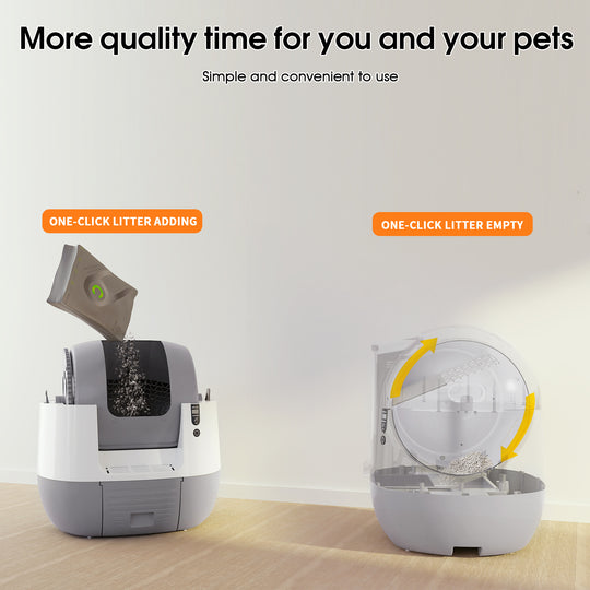 Self-Cleaning Cat Litter Box, Automatic Cat Litter Box APP Control Smart Litter Box for Multiple Cats Safety Protection Odor Removal