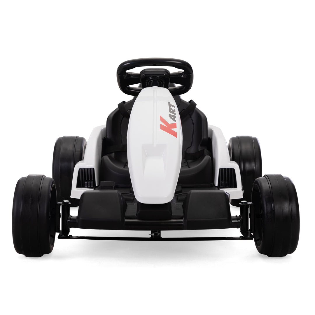 Electric GoKart Pro, Kids Racing Car, Outdoor Ride On Toy with MP3 for Kids Aged 4-16, Black and White