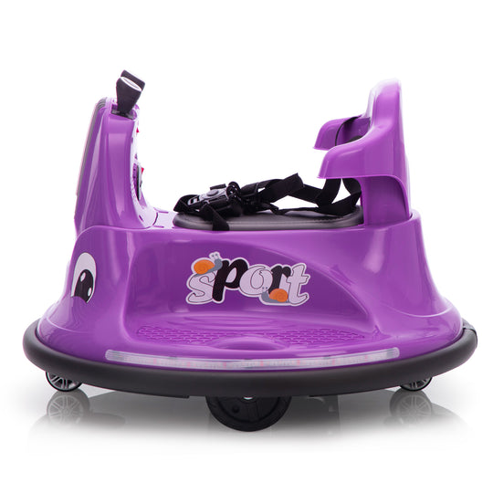 12V Snail-Shaped Kids Electric Bumper Car with Remote Control, Ride On Car with LED Lights, Music, 360 Degree Rotate, Toddler Race Toys, 3-8 Years Old