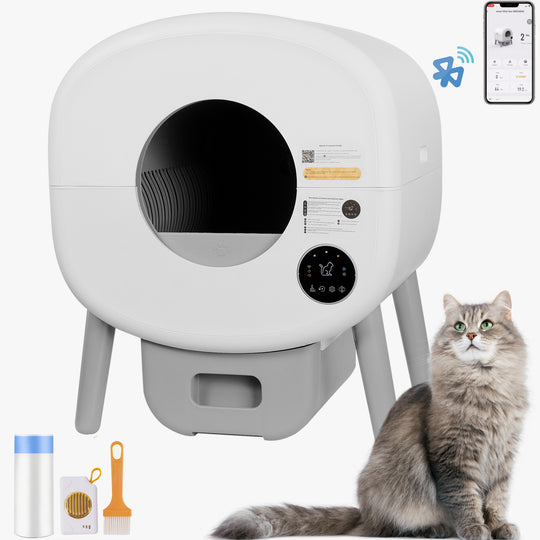Automatic Smart Cat Litter Box, Large Capacity Self-Cleaning Litter Box with Infrared/Gravity/Ambient Light Function(Model B)