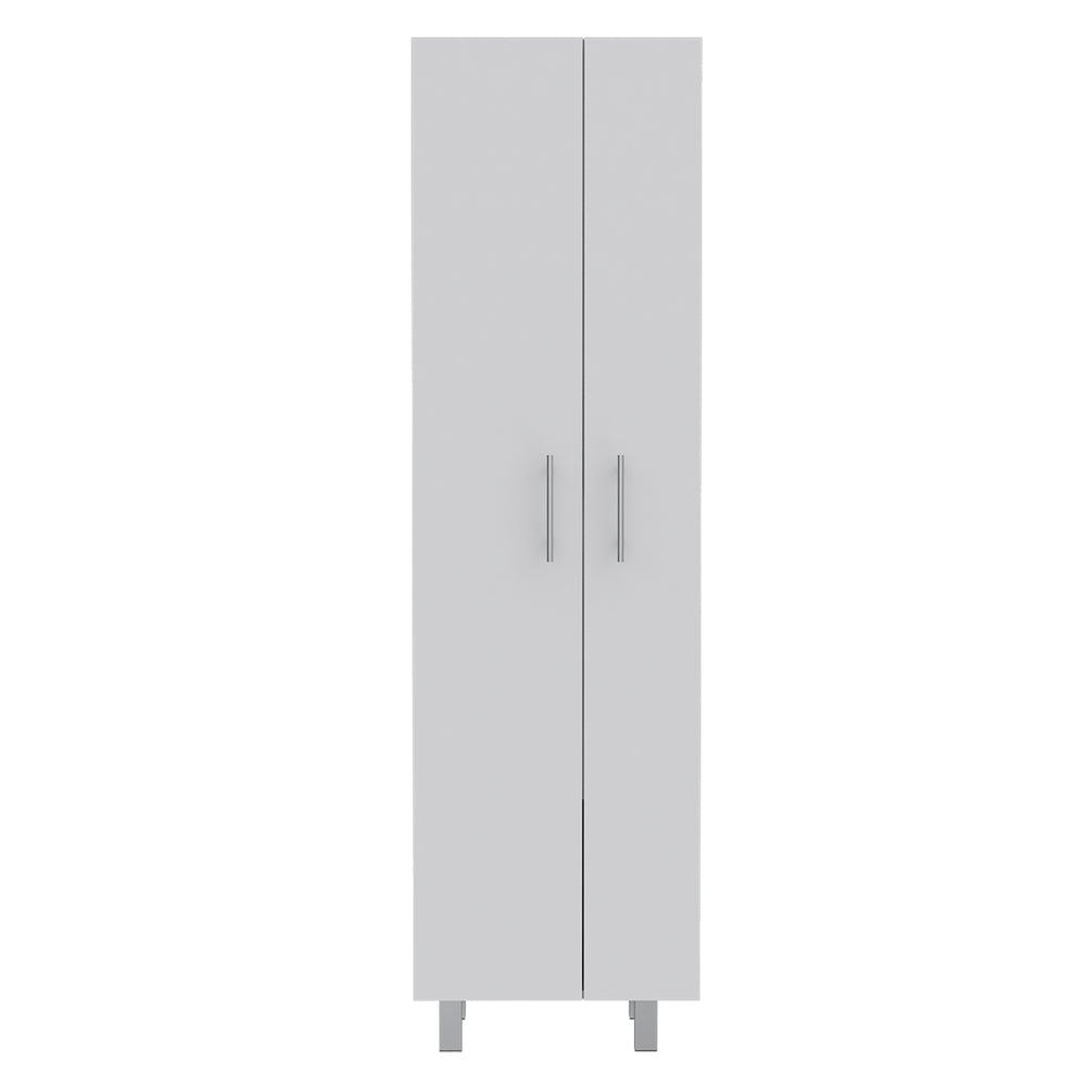 Nala Cleaning Cabinet, Double Door Cabinet, Four Legs, Five Shelves -White