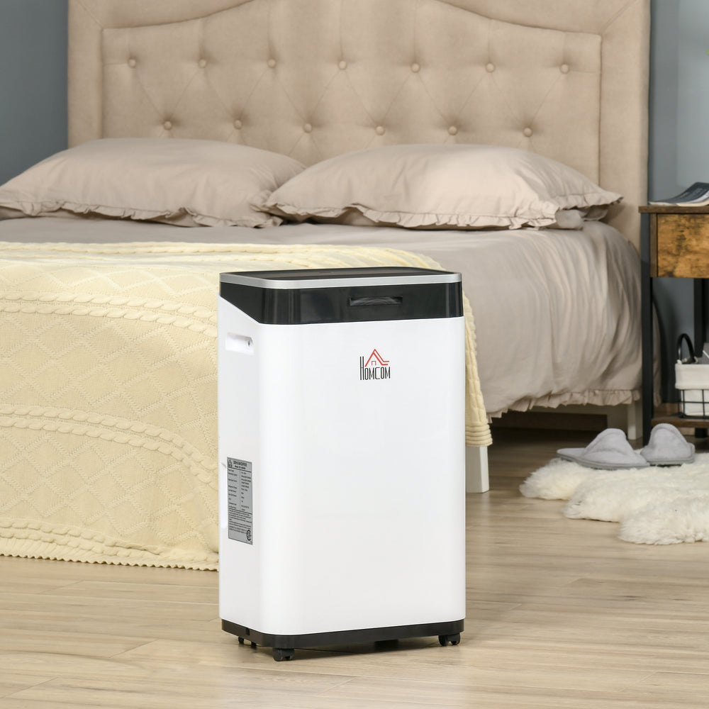 HOMCOM 2520 Sq. Ft Portable Electric Dehumidifier For Home, Bedroom or Basements with 14 Pint Tank, 2 Speeds and 3 Modes, 42 pt/Day, White