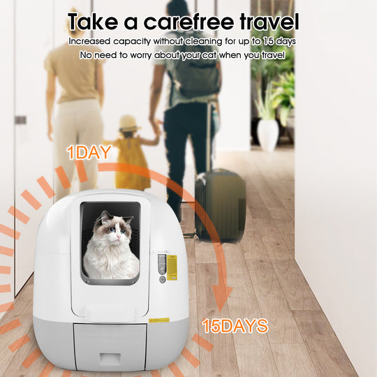Self-Cleaning Cat Litter Box, Automatic Cat Litter Box APP Control Smart Litter Box for Multiple Cats Safety Protection Odor Removal